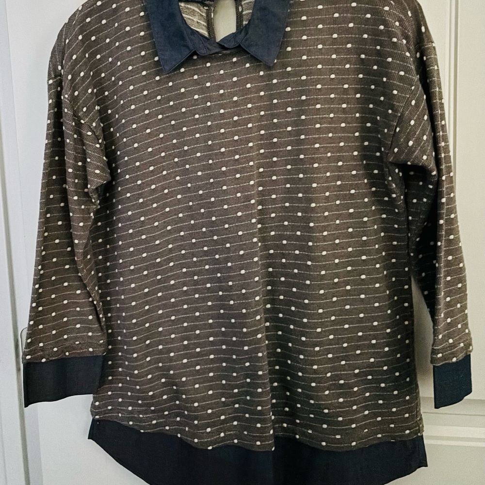Ann Taylor Brown Polka Dot Layered-Look Blouse